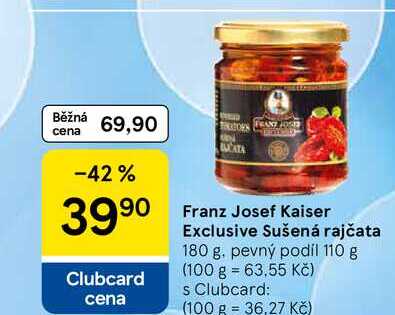Franz Josef Kaiser Exclusive Sušená rajčata, 180 g. pevný podíl 110 g  
