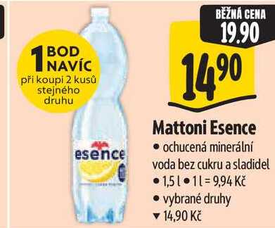 Mattoni Esence, ochucená minerální voda bez cukru a sladidel, 1,51