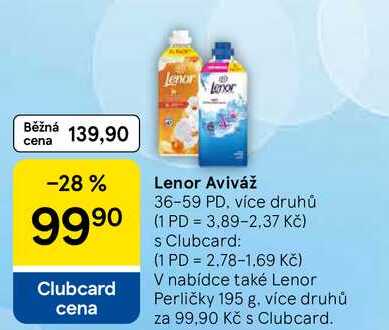 Lenor Aviváž, 36-59 PD, více druhů Tesco