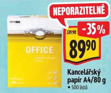 Kancelářský papír A4/80 g, 500 listů