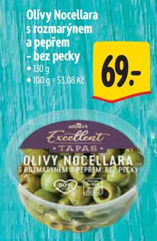 Olivy Nocellara s rozmarýnem a pepřem - bez pecky, 130 g