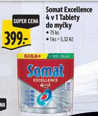 Somat Excellence 4 v 1 Tablety do myčky, 75 ks