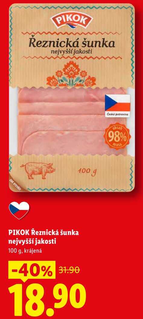 PIKOK Řeznická šunka nejvyšší jakosti, 100 g