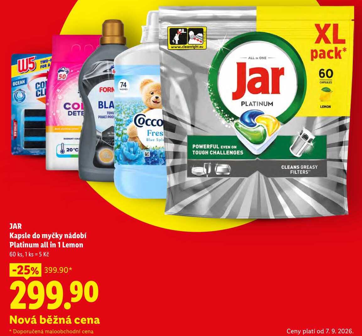 JAR Kapsle do myčky nádobí Platinum all in 1 Lemon, 60 ks