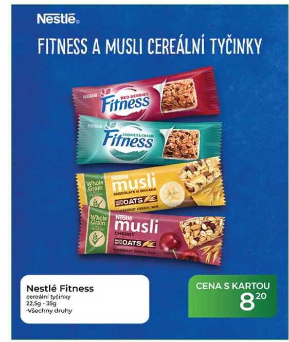 Nestlé Fitness cereální tyčinky 22,5g-35g
