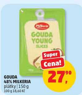 GOUDA 48% MILKERIA plátky, 150 g