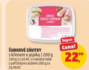 ŠUNKOVÉ ZÁVITKY s křenem v aspiku, 200 g
