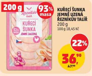 KUŘECÍ ŠUNKA JEMNĚ UZENÁ ŘEZNÍKŮV TALÍŘ, 200 g  