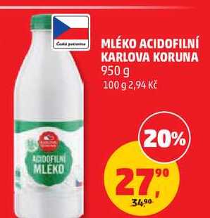 MLÉKO ACIDOFILNÍ KARLOVA KORUNA, 950 g