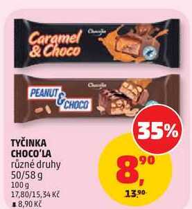 TYČINKA CHOCO'LA různé druhy, 50/58 g