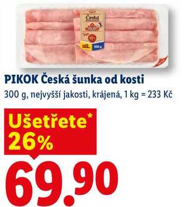 PIKOK Česká šunka od kosti, 300 g