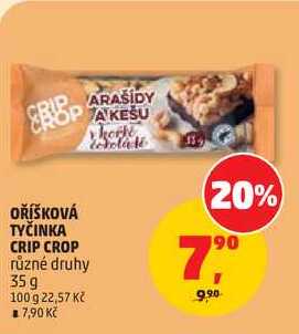 OŘÍŠKOVÁ TYČINKA CRIP CROP různé druhy, 35 g