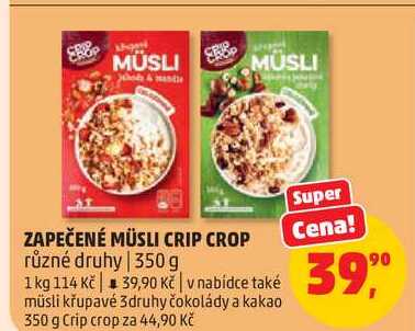 ZAPEČENÉ MÜSLI CRIP CROP různé druhy, 350 g