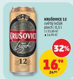 KRUŠOVICE 12 světlý ležák plech, 0,5 l