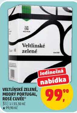 VELTLÍNSKÉ ZELENÉ, MODRÝ PORTUGAL, ROSÉ CUVÉE, 3 l