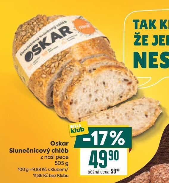 Oskar Slunečnicový chléb z naší pece 505 g 