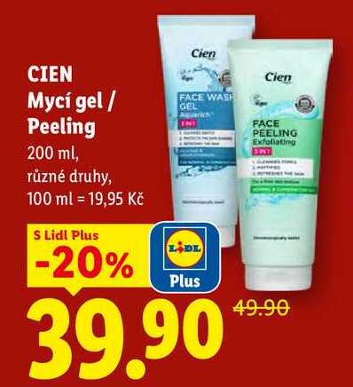 CIEN Mycí gel / Peeling, 200 ml Lidl