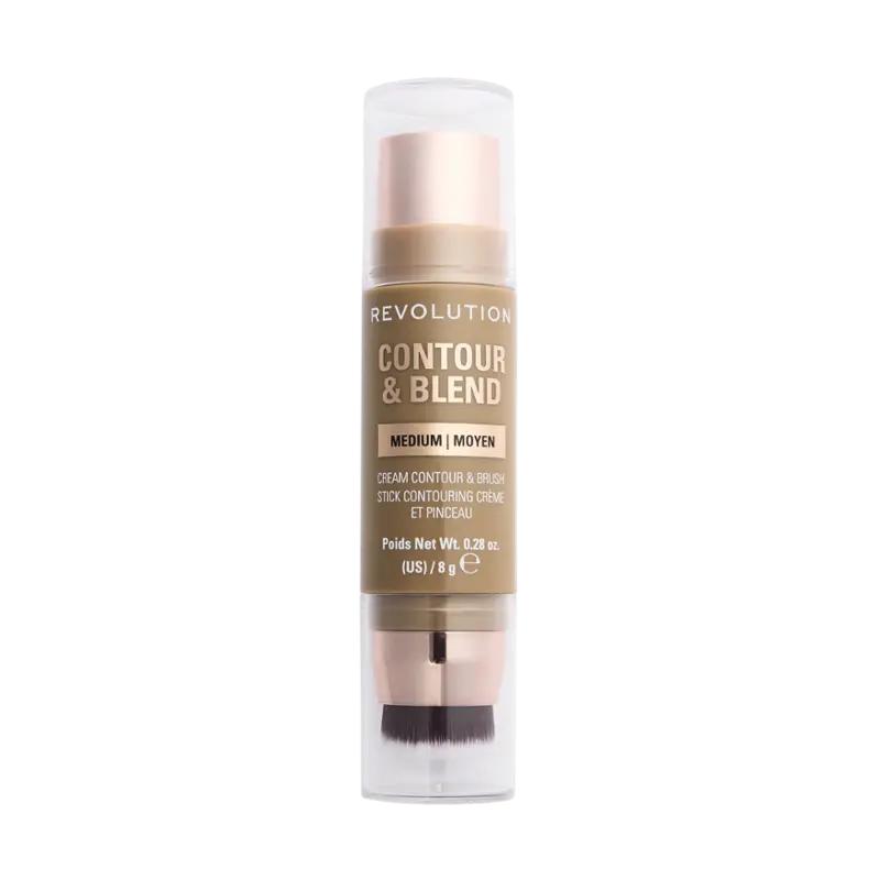 Makeup Revolution Konturovací tyčinka se štětcem Contour & Blend, 1 ks