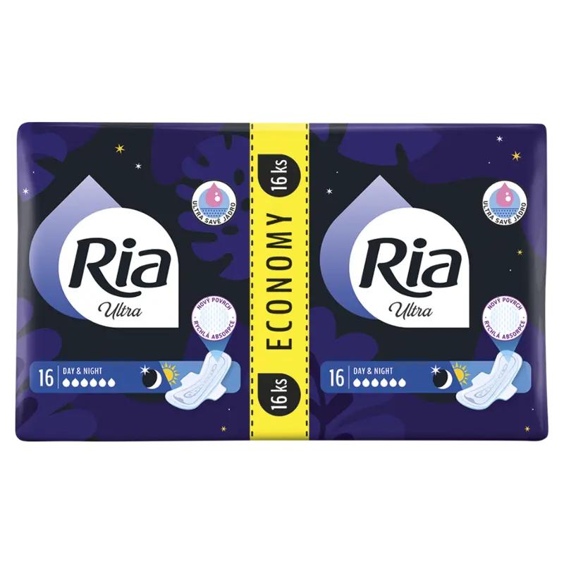 Ria Hygienické vložky Ultra Night s křidélky, 16 ks