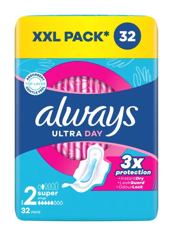 Always Hygienické vložky Ultra Day Super s křidélky vel. 2, 32 ks ROSSMANN