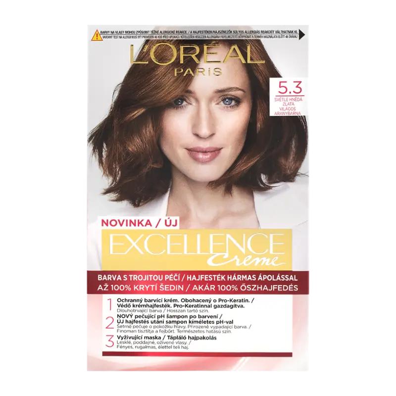 L'Oréal Barva na vlasy Excellence Nudes 5.3 Světle hnědá zlatá, 1 ks