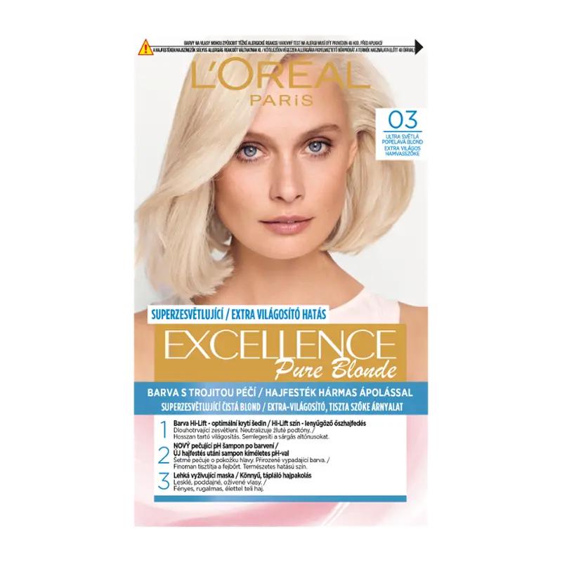 L'Oréal Barva na vlasy Excellence Pure Blonde 03 ultra světlá popelavá blond, 1 ks ROSSMANN