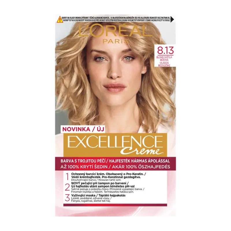 L'Oréal Barva na vlasy Excellence Creme 8.13 blond světlá béžová, 1 ks ROSSMANN