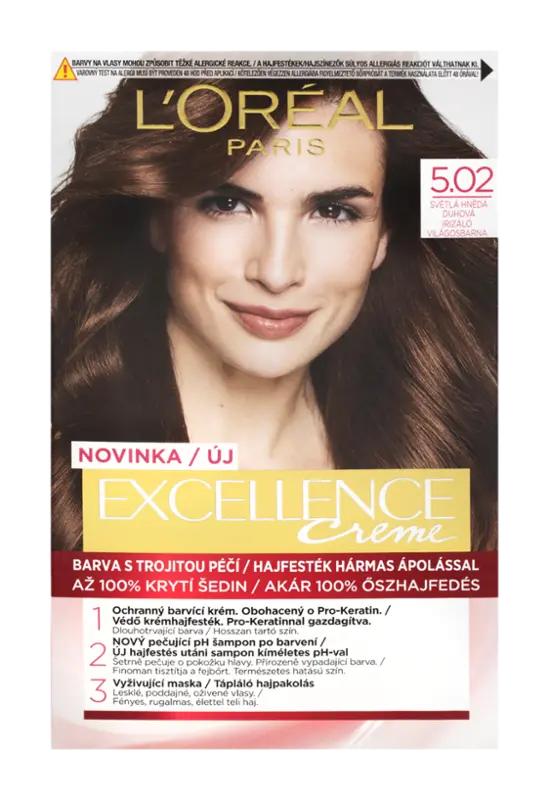 L'Oréal Barva na vlasy Excellence Creme 5.02 světlá hnědá duhová, 1 ks ROSSMANN