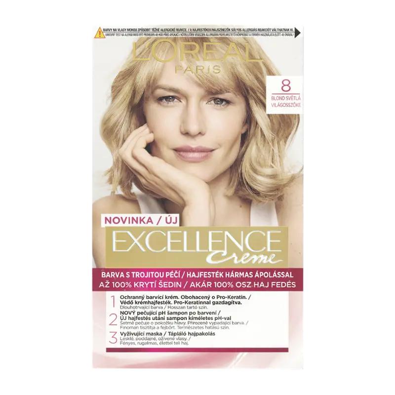 L'Oréal Barva na vlasy Excellence Creme 8 blond světlá, 1 ks ROSSMANN