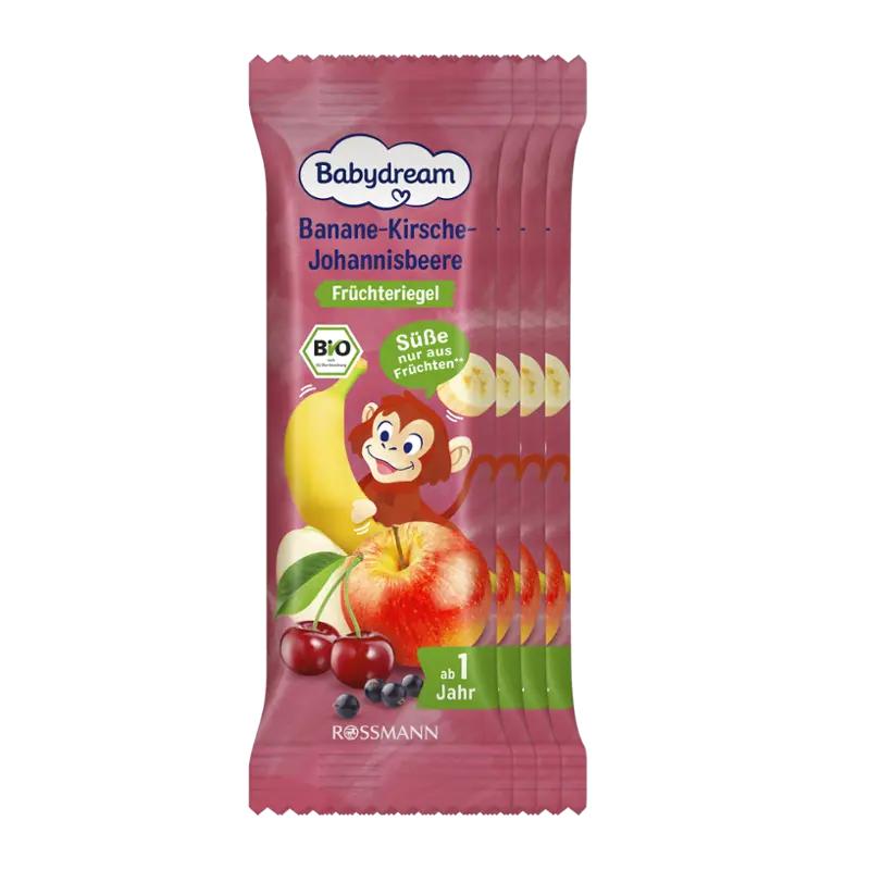 Babydream BIO cereální tyčinka Banán, třešeň a černý rybíz 4x 25 g, 100 g ROSSMANN