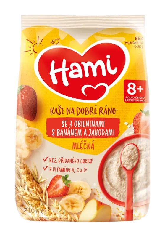 Hami Mléčná kaše na dobré ráno se 7 obilninami, s banánem a jahodami, 210 g ROSSMANN