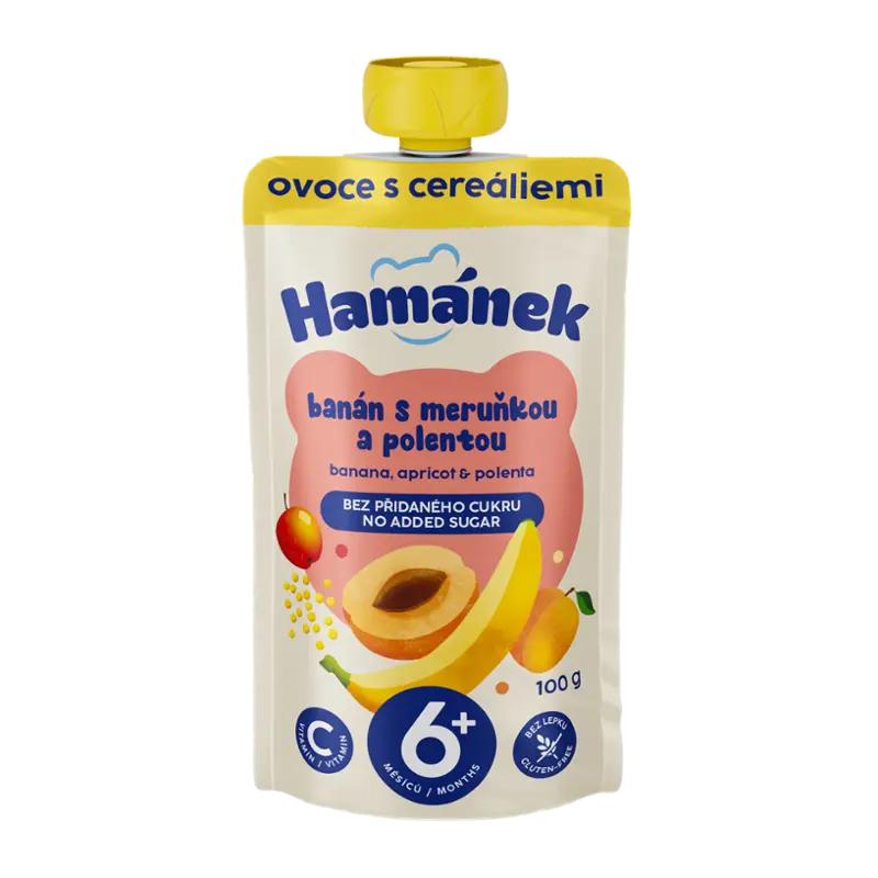 Hamánek Ovocná kapsička jablko s banánem, meruňkou & polentou, 100 g