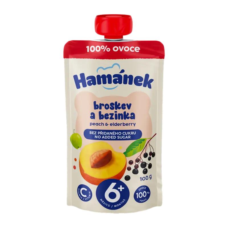 Hamánek Ovocná kapsička broskev, bezinka, jablko, 100 g ROSSMANN