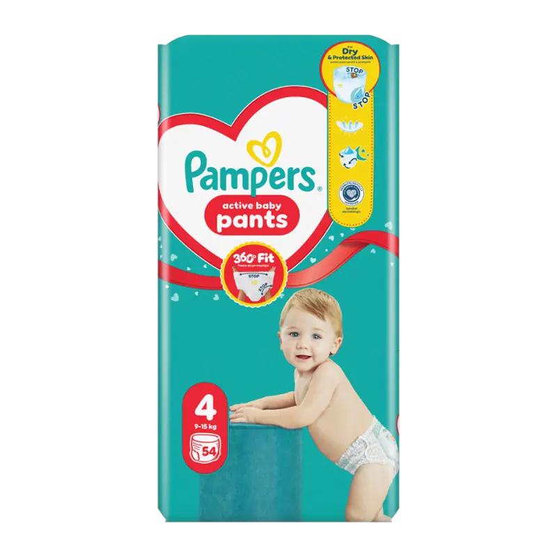 Pampers Plenkové kalhotky Active Baby, 9–15 kg, vel. 4, 54 ks