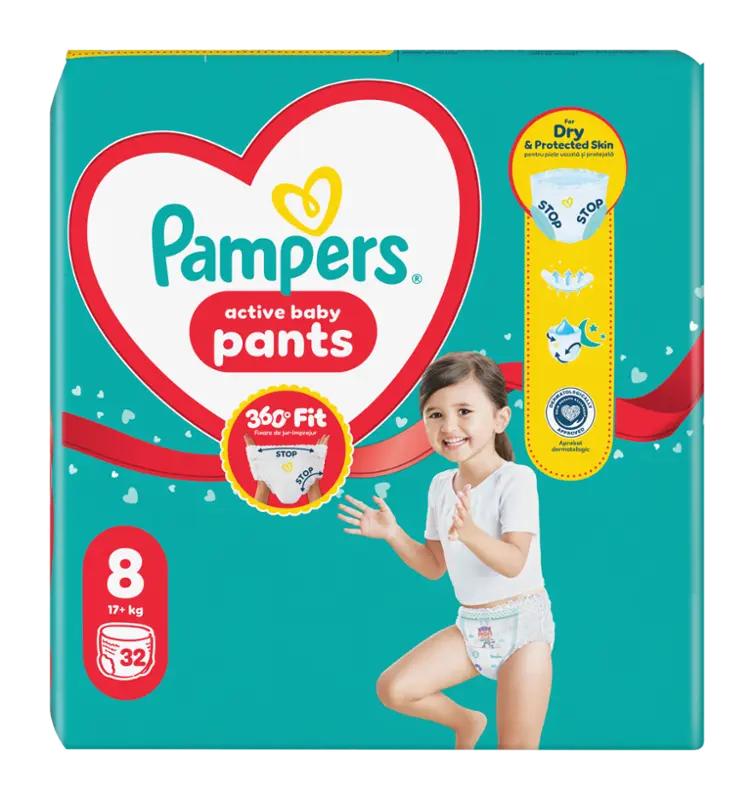 Pampers Plenkové kalhotky Active Baby, 19+ kg, vel. 8, Jumbo-Pack, 32 ks