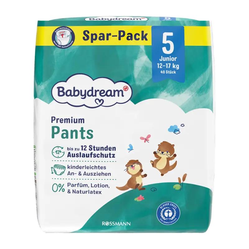 Babydream Plenkové kalhotky Premium Junior, 12–17 kg, vel. 5, Jumbo-Pack, 40 ks