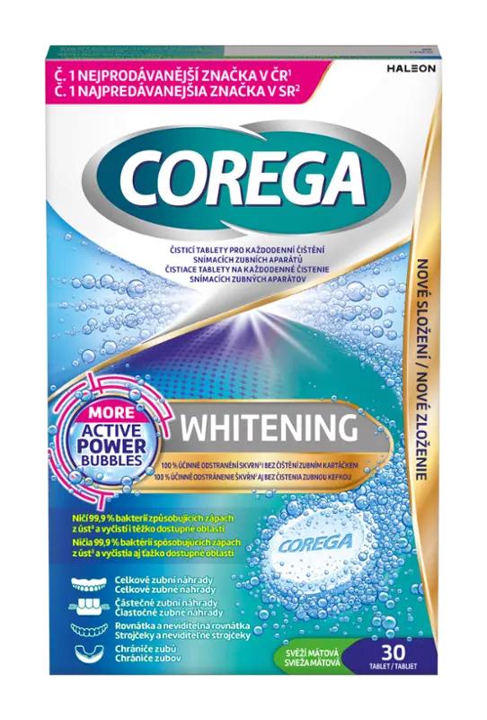 Corega Čistící tablety na zubní náhrady Whitening, 30 ks ROSSMANN