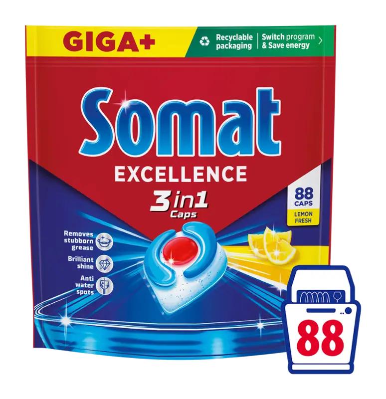 Somat Tablety do myčky Excellence 3v1 Lemon Fresh, 88 ks ROSSMANN