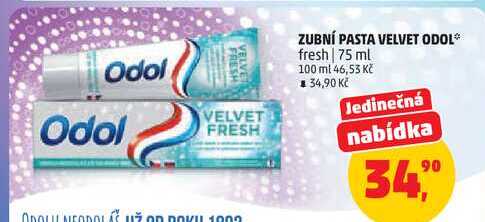 ODOL VELVET ZUBNÍ PASTA FRESH, 75 ml Penny Market