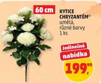 KYTICE CHRYZANTÉM umělá, různé barvy, 1 ks Penny Market