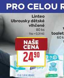 Linteo Ubrousky dětské vlhčené 80 ks BILLA