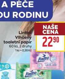 Linteo Vlhčený toaletní papír 60 ks BILLA