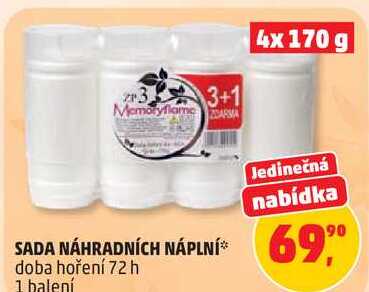 SADA NÁHRADNÍCH NÁPLNÍ doba hoření 72 h, 1 balení 