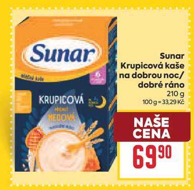Sunar Krupicová kaše na dobrou noc/ dobré ráno 210 g BILLA