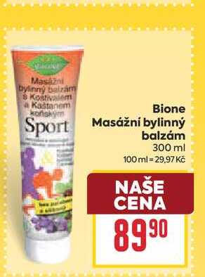 Bione Sport Masážní bylinný balzám 300 ml BILLA