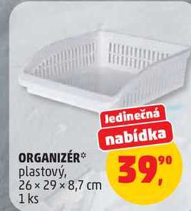 ORGANIZÉR plastový, 26 × 29 × 8,7 cm, 1 ks