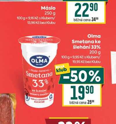 Olma Smetana ke šlehání 33% 200 g