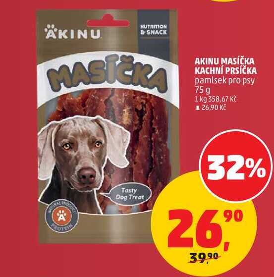 AKINU MASÍČKA KACHNÍ PRSÍČKA pamlsek pro psy, 75 g