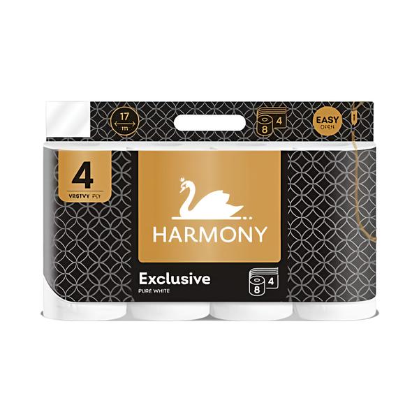 Harmony Exclusive Pure White Toaletní papír, 4vrstvý, 8 rolí Košík.cz