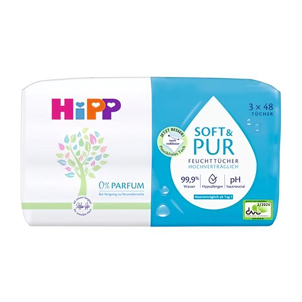 HiPP Čistící vlhčené ubrousky Soft & Pur 3 x 48 ks Košík.cz